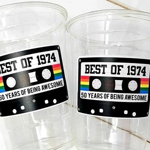 50th BIRTHDAY PARTY CUPS 50th Party Decorations 50th Party Favors 50th Birthday Cassette Tape Cups Best of 1974 Birthday Party Vintage 1974