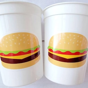 HAMBURGER PARTY Cups - Hamburger Birthday Party Hamburger Party Hamburger Treat Cups Hamburger Birthday Decorations Hamburger Party Favors