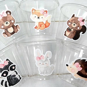 GIRL WOODLAND PARTY Cups- Woodland Cups Woodland Animals Woodland Decorations Woodland Birthday Woodland Baby Shower Woodland Birthday Party