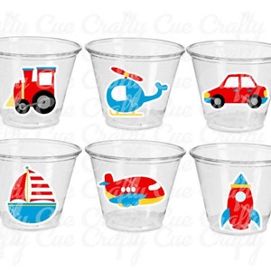 TRANSPORTATION PARTY CUPS - Transportation Birthday Party Car Party Cups Train Party Cups Airplane Cups Boat Cups Party Favors Decorations