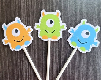 Monster Cupcake Toppers, Monster Birthday Party Cupcake Toppers, Monster Party Cupcake Toppers - 8621651P