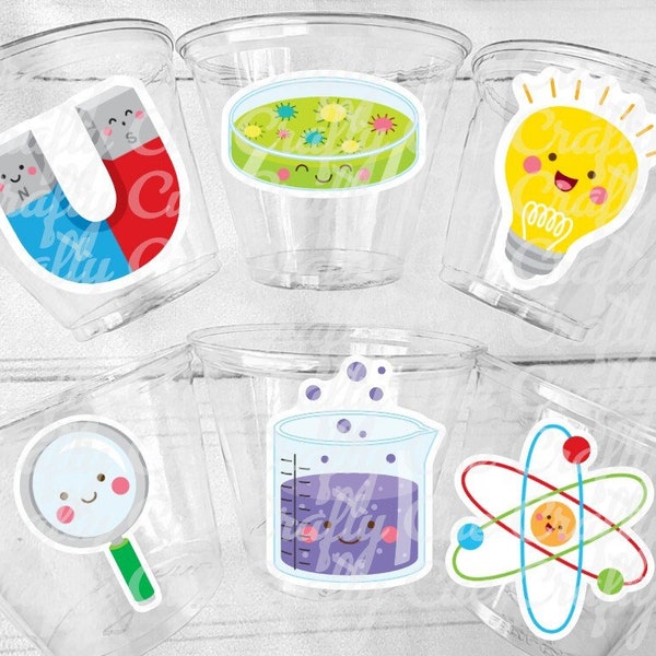 SCIENCE PARTY CUPS Science Party Favors Science Birthday Scientist Party Scientist Party Favors Biology Chemistry Stem Laboratory Experiment