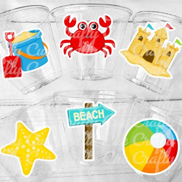 BEACH PARTY CUPS - Beach Cups Beach Birthday Cups Beach Party Favors Beach Ball Decorations Beach Party Decorations Beach Party Favors Beach