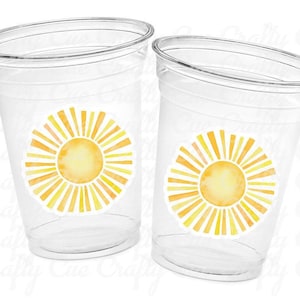 SUN PARTY CUPS - Sunshine Party Cups Sunshine Birthday Sunshine First Birthday First Trip Around The Sun Sunshine Party DecorationSun Favor