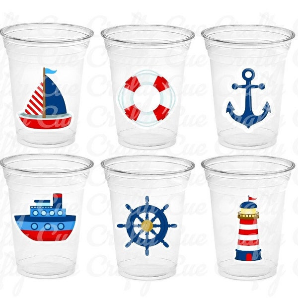NAUTICAL PARTY CUPS - Nautical Treat Cups Nautical Birthday Nautical Party Nautical Party Favors Nautical Baby Shower Anchor Party Cups