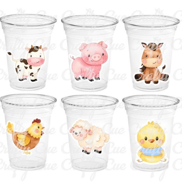 FARM PARTY Cups - Farm Cups Farm Animal Cups Farm First Birthday Farm Baby Shower Barnyard Party Farm Birthday Decorations Farm Party Favors