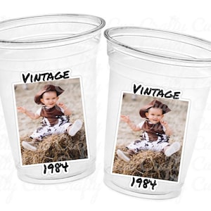 Custom Plastic Party Cups Personalized Party Cups Personalized 40th Birthday Cups Vintage 40th Cups 1984 Custom Face Party Cups Decorations