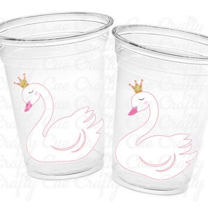 SWAN PARTY CUPS Swan Cups Swan Baby Shower Cups Princess Swan Baby Shower Swan Birthday Cups Swan Party Favors Princess Swan Decorations