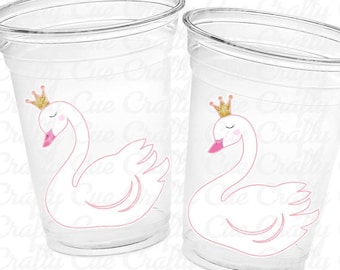 SWAN PARTY CUPS Swan Cups Swan Baby Shower Cups Princess Swan Baby Shower Swan Birthday Cups Swan Party Favors Princess Swan Decorations