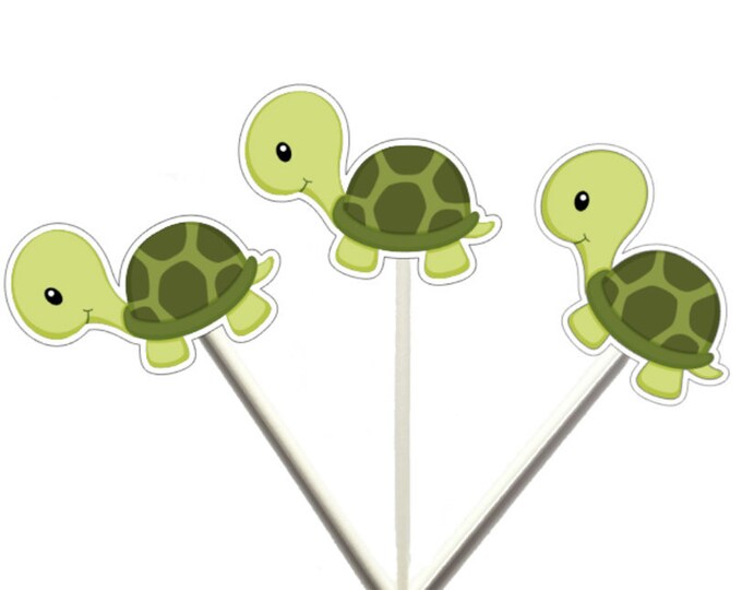 Turtle Cupcake Toppers Turtle Birthday Turtle Baby Shower Etsy