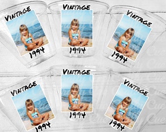 Custom Plastic Party Cups Personalized Party Cups Personalized Birthday Cups Vintage Party Cups Custom Face Party Cups Decorations 1993 1983