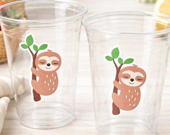 COPOS PARA FESTA DE PREGUIÇA - Copos de Preguiça, Copos de Aniversário de Preguiça, Copos de Chá de Bebê de Preguiça, Decorações para Festa de Preguiça, Lembrancinhas de Festa de Preguiça, Copos de Lembrancinha de Preguiça