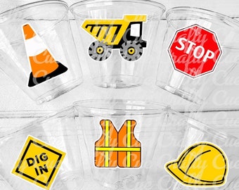 CONSTRUCTION PARTY CUPS - Construction Truck Cups Construction Birthday Construction Party Construction Sign Decorations Cups Dump Truck