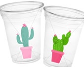 CACTUS PARTY CUPS - Cactus Birthday Fiesta Cups Cactus Party Decorations Cactus Baby Shower Decorations Llama Birthday Decorations Cactus