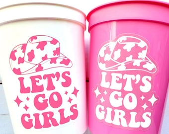 COWGIRL PARTY CUPS - Cowgirl Cups Cowgirl Party Decorations Cowgirl Bachelorette Party Cowgirl Hat Birthday Rodeo Party Cups Let&#39;s Go Girls