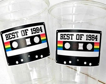 40th PARTY CUPS 40th Birthday Decoration 40th Party Favors 40th Party 40th Birthday Cassette Tape Party Best of 1984 Birthday Vintage 1984