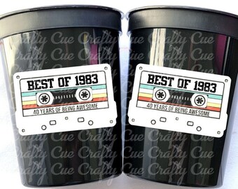 VASOS PARA FIESTA DE 40 AÑOS - Lo mejor de 1983 Fiesta de 40 Cumpleaños Recuerdos para 40 Cumpleaños Vasos para Fiesta de 40 Años Decoraciones para Fiesta de 40 Años Vasos para Fiesta de Cumpleaños de 1983 Años 80