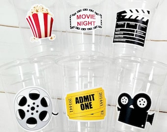 POPCORN PARTY CUPS - Popcorn Birthday Party Cups Movie Party Favors Popcorn Party favors Movie party Supplies Cinema Pink Popcorn Movie Cups