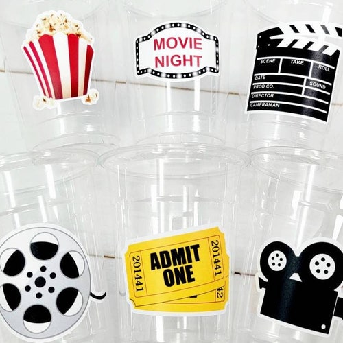 POPCORN PARTY CUPS Popcorn Birthday Party Cups Movie Party Etsy