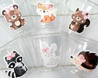 Copas para fiesta de bosque para niñas - Copas de bosque Animales del bosque Decoraciones de bosque Cumpleaños de bosque Baby shower de bosque Fiesta de cumpleaños de bosque