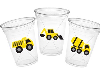 CONSTRUCTION PARTY CUPS - Construction Truck Cups Construction Truck Cups Construction Birthday Construction Party Construction Decorations