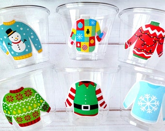 CHRISTMAS PARTY CUPS - Ugly Sweater Christmas Cups Christmas Decorations Christmas Party Supplies Christmas Party Favors Christmas Gifts