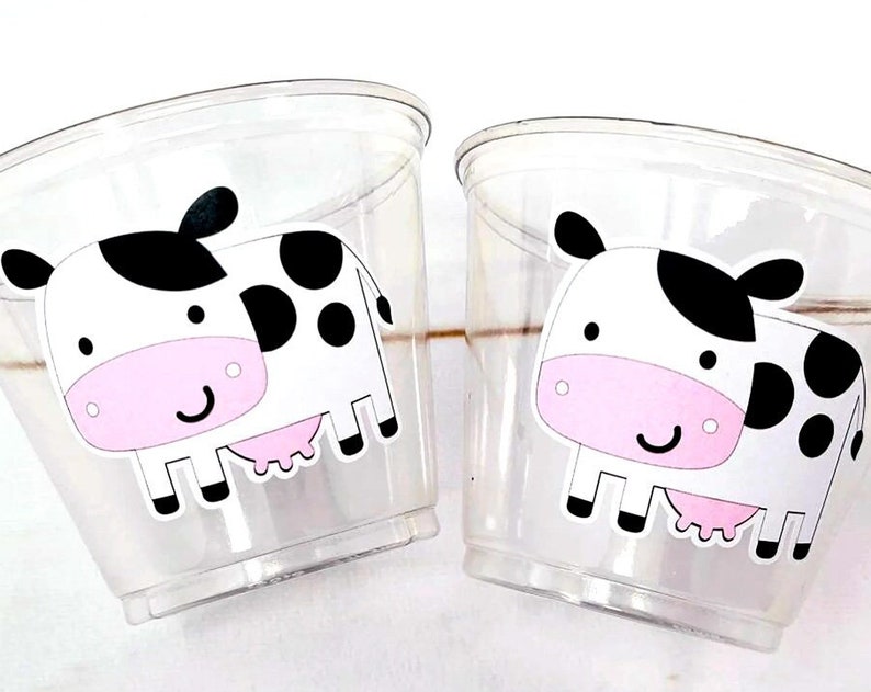 COW PARTY CUPS Cow Cups Cow Birthday Cups Farm Animal Cups Cow Party Favors Farm Cow Baby Shower Cow First Birthday Cow Party