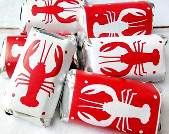30 - CRAWFISH STICKERS for Mini Candy Bars Crawfish Candy Wrappers Crawfish Party Favors Crawfish Boil Decorations Crawfish Birthday Sticker