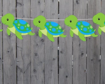 Turtle Garland, Turtle Banner, Turtle Decorations, Under the Sea Banner, Garland, Green Turtle, Baby Shower, Photo Prop