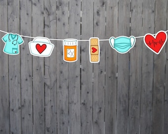 Medicine Garland, Nurse Banner, Nursing Banner, Nurse Garland, Doctor Garland, Doctor Banner, RN Banner, Nurse Graduation, Nurse Party Decor