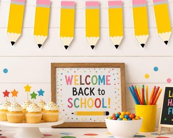 Back to School Decorations, Pencil Banner, Pencil Garland, Pencil Birthday Party, Pencil Decorations, Back to School Party, Teacher's Gift