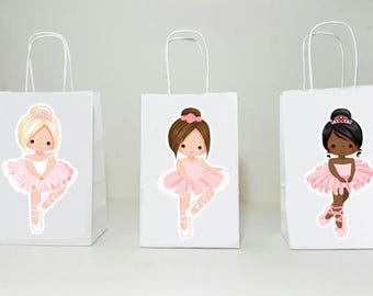 10 X BALLET DANCER PAPER TREAT BAGS GIRLS BIRTHDAY PARTY PINK LOOT GOODIE SHOES