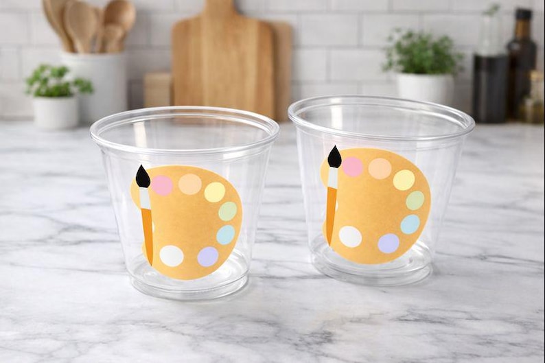 ART PARTY CUPS - Art Painting Party Treat Cups Paint Party Favors Art Party Cups Art Party Paint Pallette Painting Party Favors Paint Favor image 1