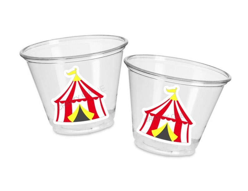 CIRCUS PARTY CUPS Circus Birthday Cups Circus Party Favors Etsy