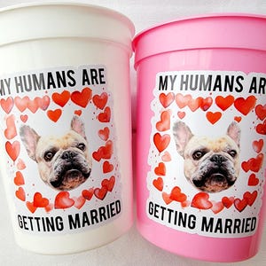 Personalized Dog Face Cups, My Humas are Getting Married Cup, Bachelorette Party Favor, Bachelorette Party Games, Dog Face Bachelorette Cups