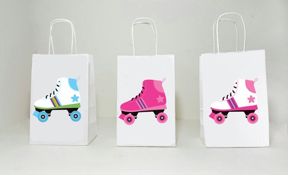 Roller Skate Goody Bags, Roller Skate Favor Bag, Roller Skate Gift Bags - Roller Skating Birthday - 80's Party Favors (44171131A) Il_570xn