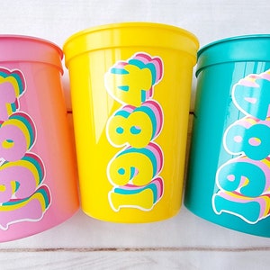 40th PARTY CUPS - Best of 1984 40th Birthday Party 40th Birthday Favors Vintage 1984 40th Party Decorations 1984 Birthday 80's Party Cups