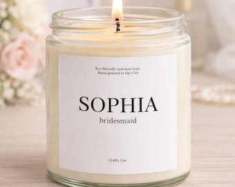 Custom Bridesmaid Name Gifts, Personalized Bridesmaid Candle, Bridesmaid Proposal Box Idea, Bridesmaid Wedding Gifts, Bridal Party Gifts