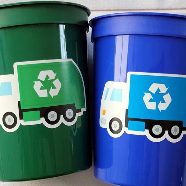 GARBAGE TRUCK PARTY Cups - Garbage Truck Treat Cups Garbage Truck Party Favors Garbage Truck Birthday Favors Trash Garbage Birthday