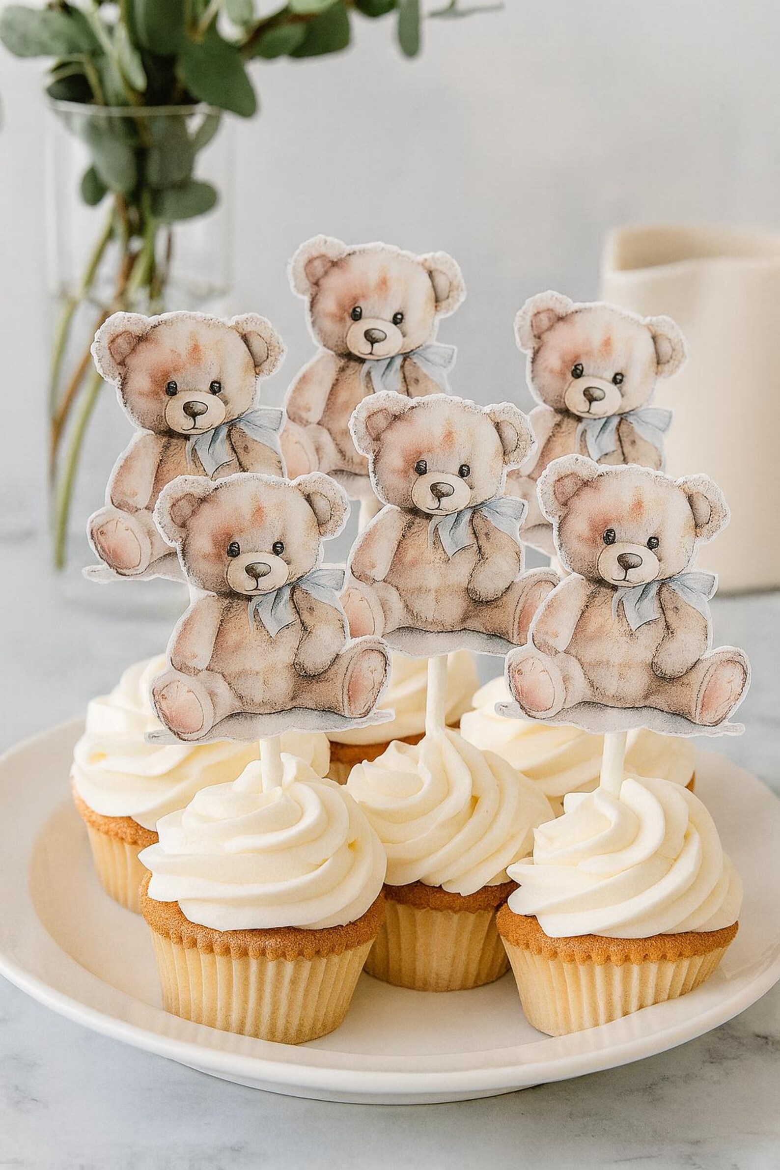 Teddy Bear Cupcake Toppers Teddy Bear Baby Shower Cupcake Toppers Teddy ...