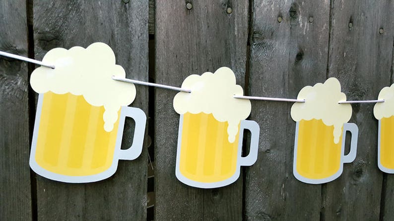 Beer Mug Banner, Beer Mug Garland, Bachelor Party Banner, Sports Party Banner, 21st Birthday Banner Father's Day Banner 50th Birthday Cheers image 1