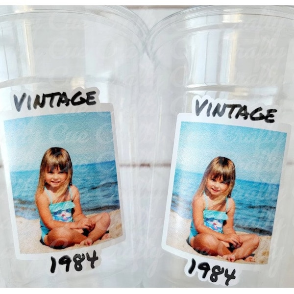 Custom Plastic Party Cups Personalized Party Cups Personalized 40th Birthday Cups Vintage 40th Cups 1984 Custom Face Party Cups Decorations