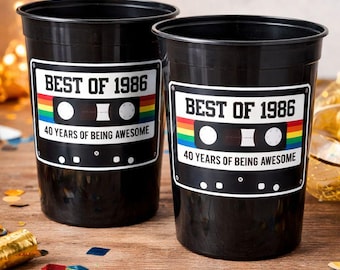 VASOS PARA FIESTA DE 40 AÑOS - Lo mejor de 1983 Fiesta de 40 Cumpleaños Recuerdos para 40 Cumpleaños Vasos para Fiesta de 40 Años Decoraciones para Fiesta de 40 Años Vasos para Fiesta de Cumpleaños de 1983 Años 80