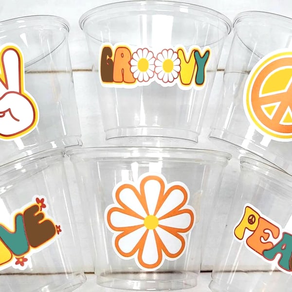 70'S PARTY CUPS - 70's Birthday Cups 70's Party Cups 70's Decorations 70's Birthday Party 70's Birthday Party Decorations Hippie 70s Party