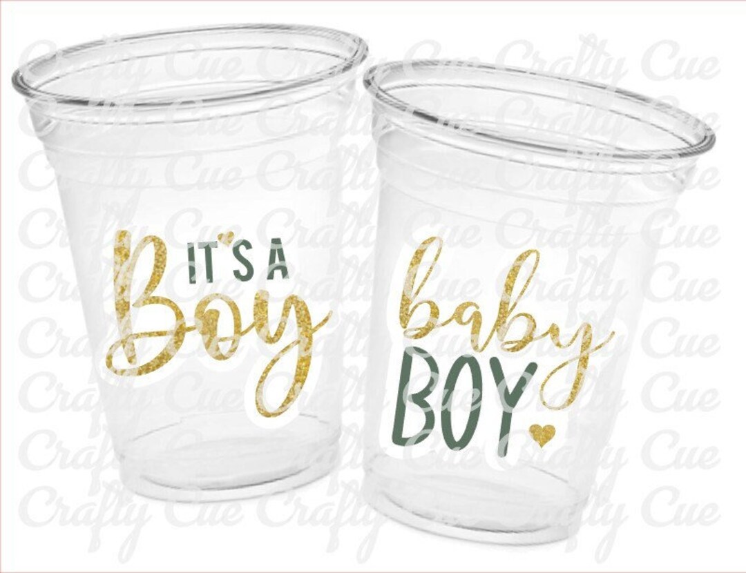 GREEN AND GOLD Baby Shower Cups It's A Boy Baby Shower Favor Green Gold