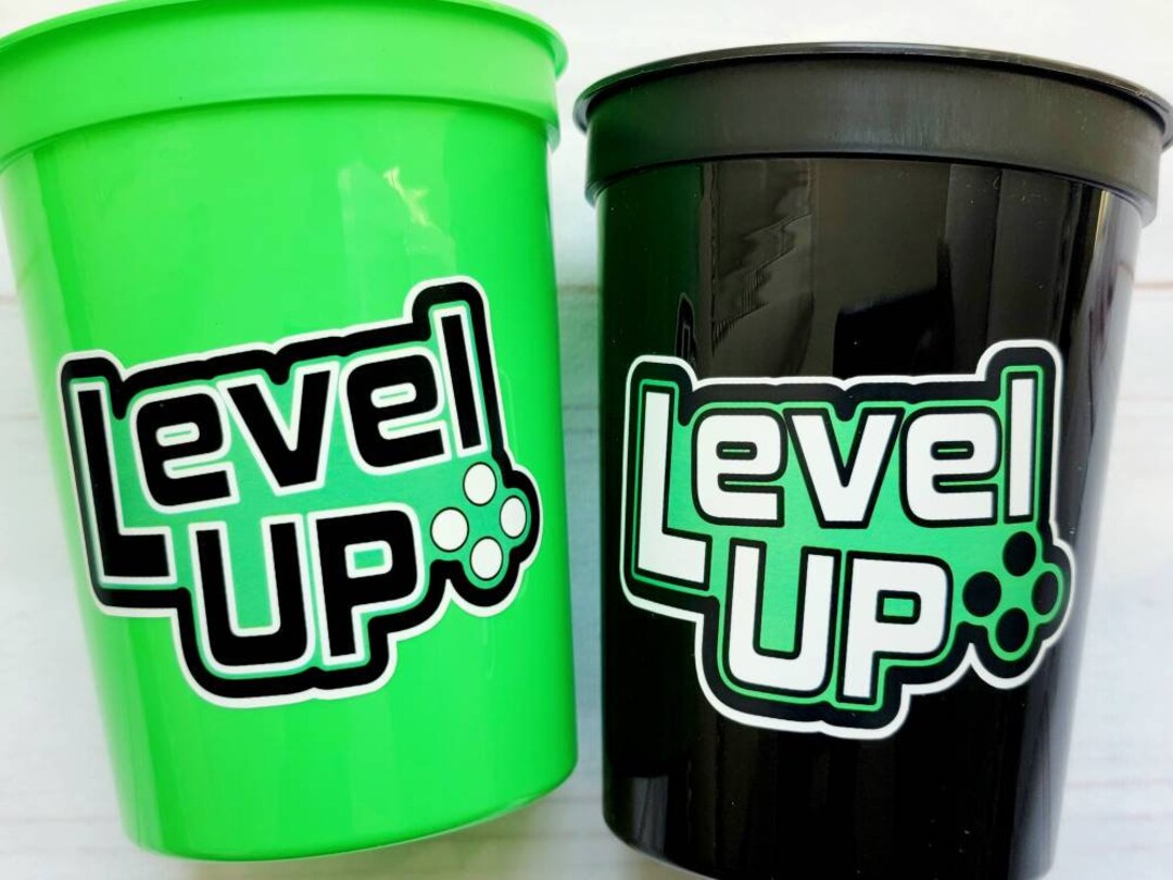 VIDEO GAME PARTY Cups Video Game Cups Video Game Party Cups Level up
