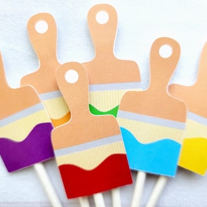 Art Party Cupcake Toppers, Paint Brush Cupcake Toppers, Paint Party Cupcake Toppers, Painting Cupcake Toppers, Paintbrush Cupcake Toppers