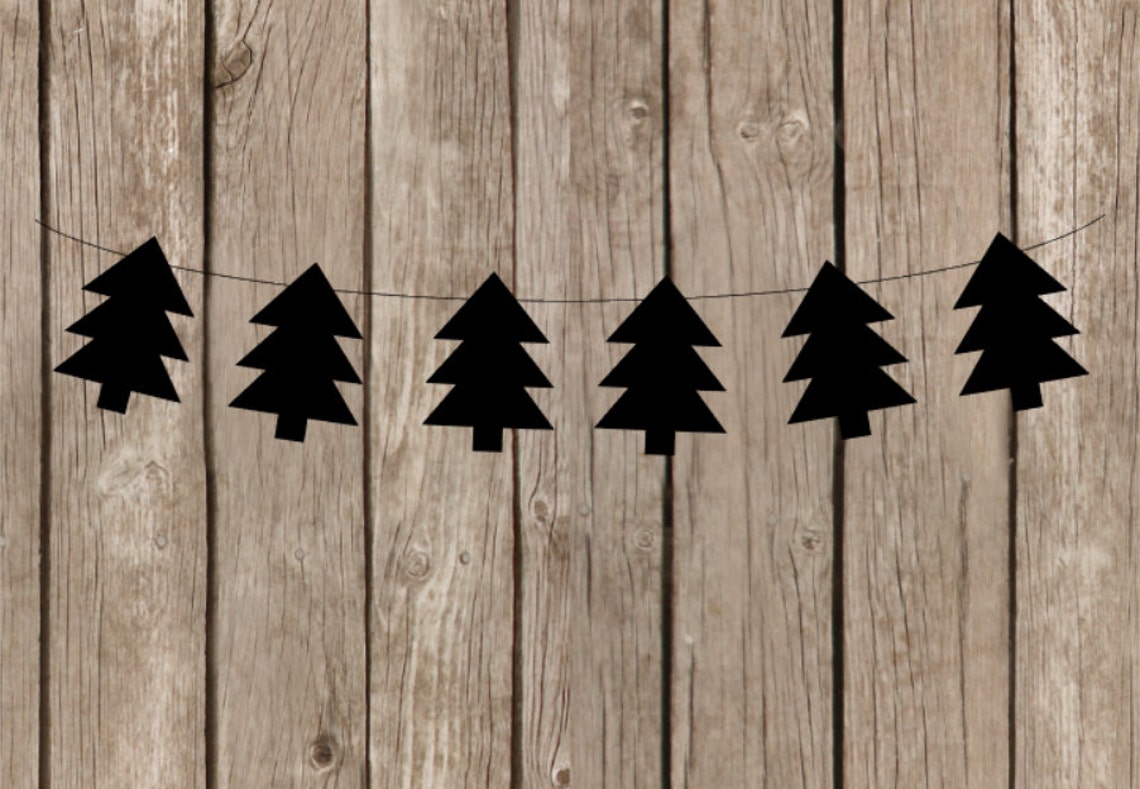 Woodland Banner Woodland Garland Black Tree Banner Black Etsy