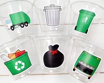 GARBAGE TRUCK PARTY Cups - Garbage Truck Treat Cups Garbage Truck Party Favors Garbage Truck Birthday Favors Trash Garbage Birthday