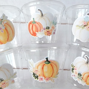 FALL PUMPKIN PARTY - Disposable Fall Pumpkin Party Little Pumpkin Fall Baby Shower Pink Pumpkin Fall Baby shower White Pumpkin Party Cups